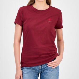 NWT BOSS Women's Rhinestone Logo T-Shirt M Dark Red